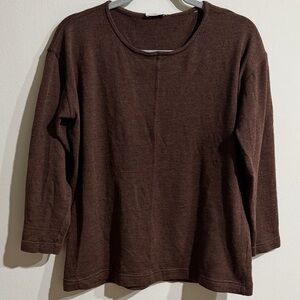 Rene‎ Lenard Crew ItalianWomen Sz 38 Brown Classic 100% Wool Pullover Sweater